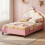 3ft Single Upholstered Bed Velvet with LED Light 1