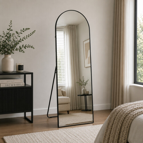 Gr8 Home 160x50cm Arched Black Aluminium Full Length Mirror 1