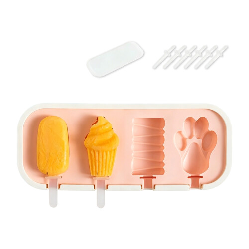 Ensemble de moules à crème glacée en Silicone,-Ours rose. patte.