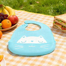 Sky Blue Cat Silicone Baby Bib