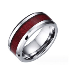Bague cœur en argent sterling, titane, bois et acier, sertie de trois couches – Convient aux couples, aux mères, aux pères – Mariage,