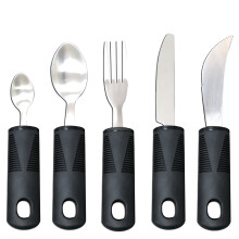 5Pcs Utensils Adaptive Silverwarespoon Weighted Eating Fork Cutlery Disabled Adapted Feeding Travelspoons Tremors Parkinsons