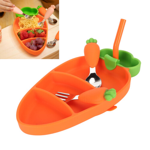 Silicone Baby Feeding Set with Carrot Plate 1