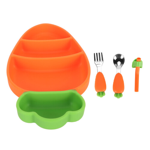 Baby Silicone Carrot Weaning Set with Utensils 2
