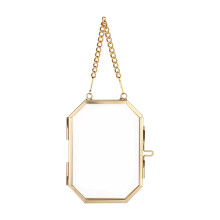 Glass Hanging Frame Gold Metal Picture Frame Clear-A Vertical