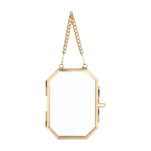 Glass Hanging Frame Gold Metal Picture Frame Clear-A Vertical