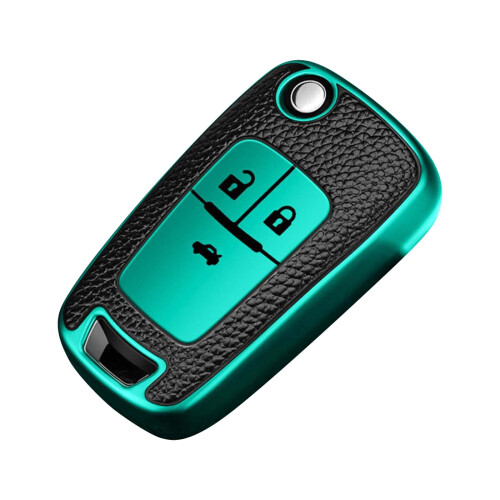 Leather Car Key Cover Green Durable Protective Shell 1