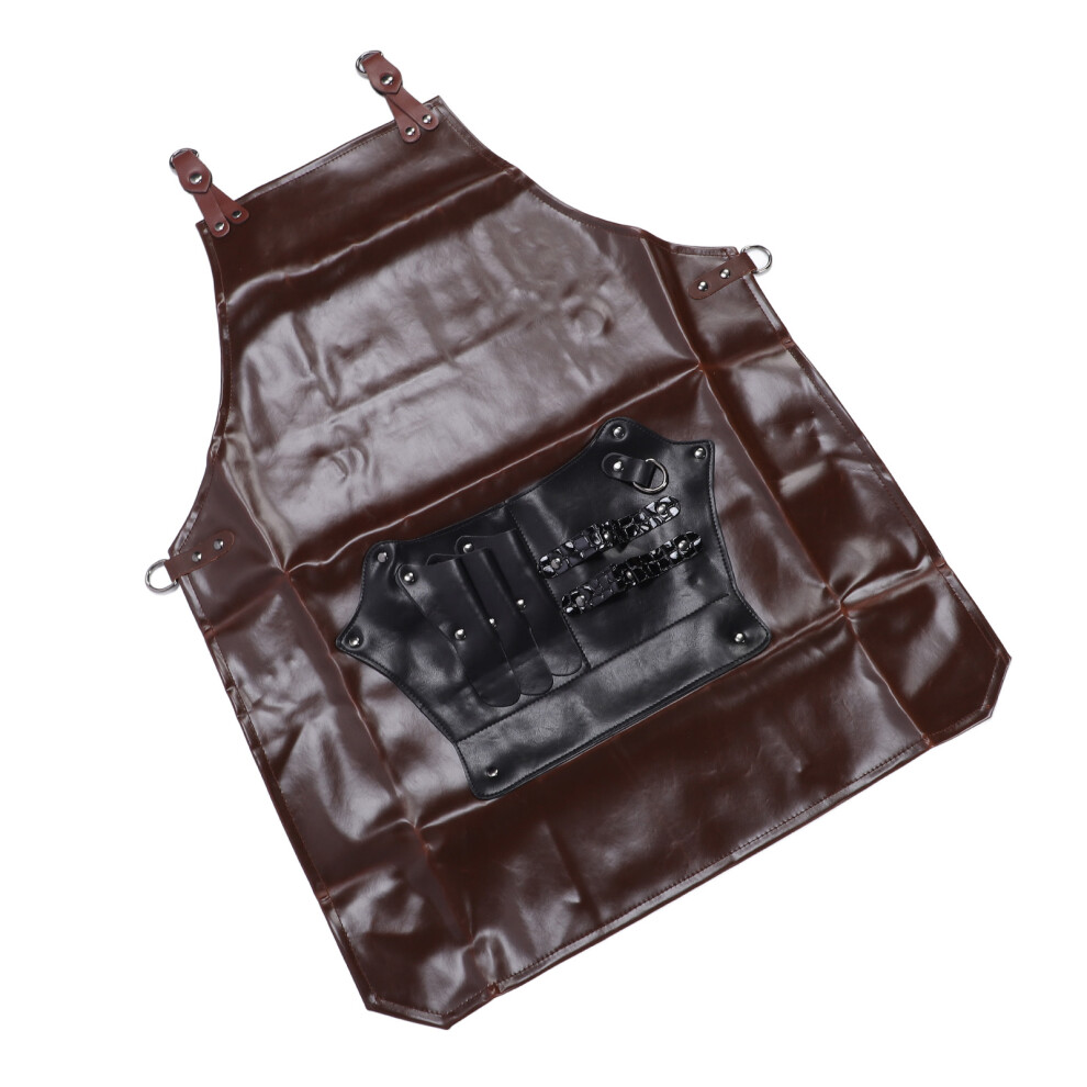 Barber Haircut Apron PU Leather Multi Pocket