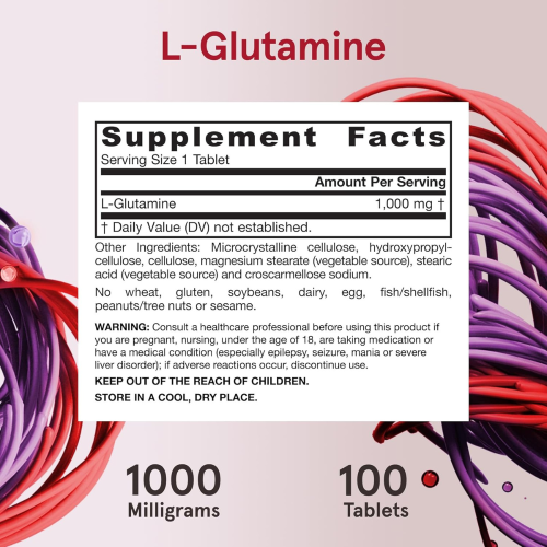 Jarrow Formulas, L-Glutamiini, 1,000 mg, 100 Tabletteja 2