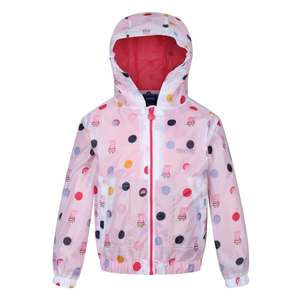 Regatta (6-12 Months, Light ) Childrens/Kids Peppa Pig Polka Dot Hooded Waterproof Jacket Pink