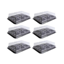 100pcs 6 Cavities Plastic Mooncake Tray, Transparent Muffin Cupcake Mochi Container and Cookie Carrier