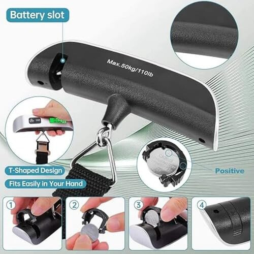 Digital Luggage Scale 110lb with LED Display Hook 2