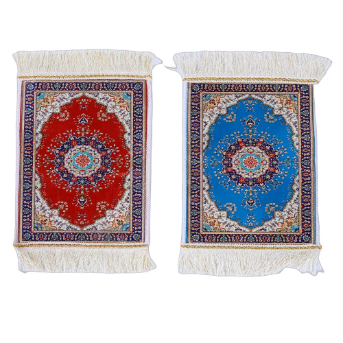2 Stück Teppich-Mauspad persisch, rechteckig, rot-blau 1
