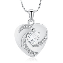 Heart-shaped cremation urn necklace stainless steel with