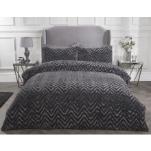 Luxury Chevron Airblown Faux Fur Duvet Cover with Pillowcases