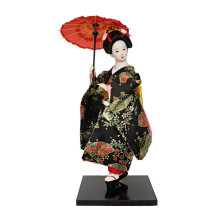 Traditionele Japanse Geisha Zijden Pop 30Cm Hoog met-0253