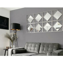 3X Silver Diamond Shape Square Wall Mirror 40x40Cm