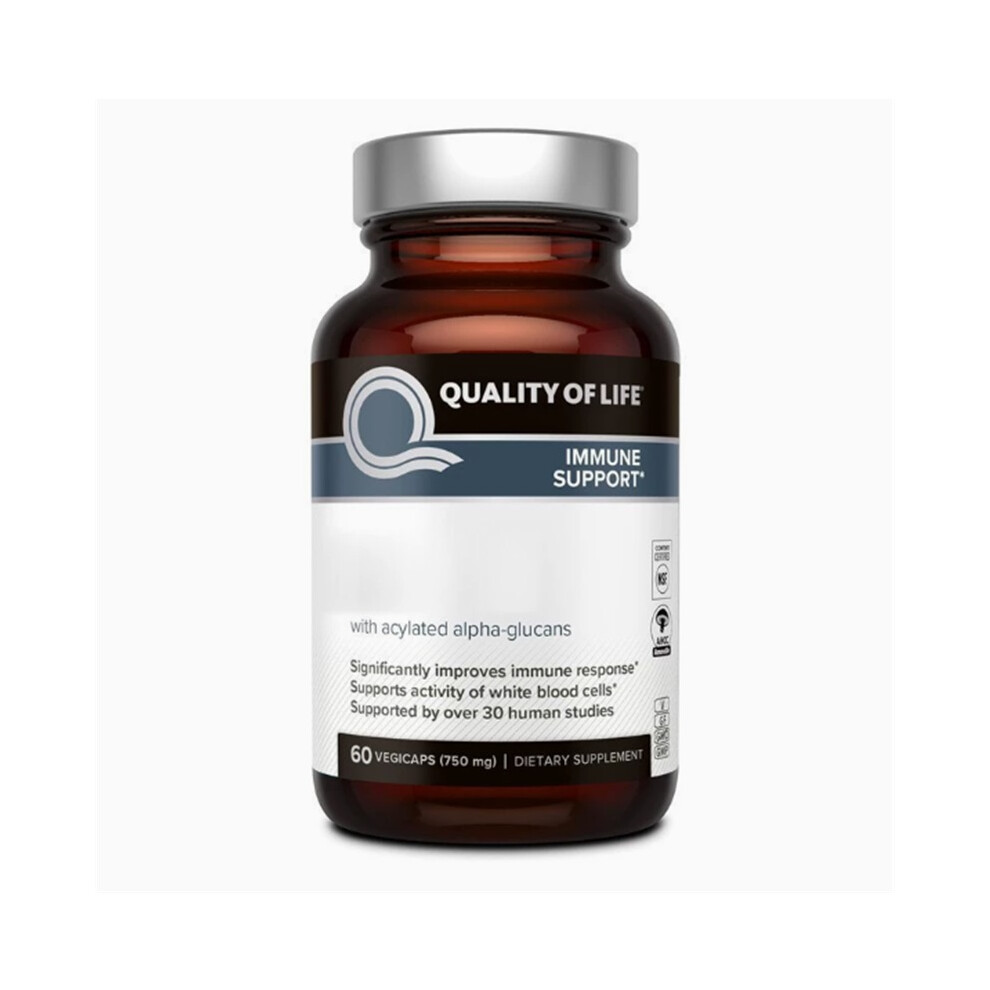White (1Pc) Immune Support Supplement With Acylated Alpha-Glucans, 750Mg, 60 Vegicaps For Immune Response & Blood Cell Activity