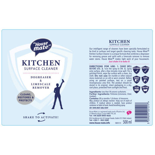 House Mate Kitchen Surface Cleaner Degreaser & Limescale Remover 500ml 1