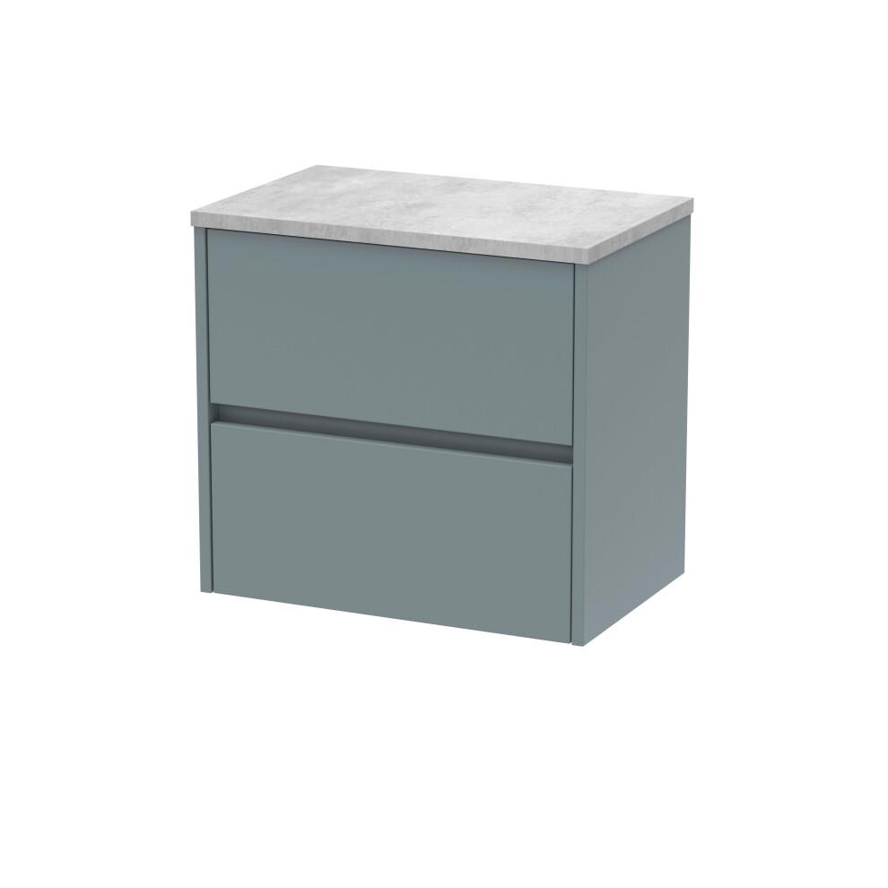 Balterley Chartley Contemporary 2 Drawer Wall Hung Vanity Unit With Laminate Worktop, 600Mm Grey