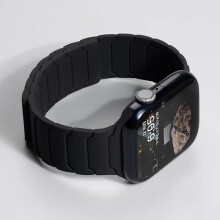 Magneettinen silikoniranneke, joka on yhteensopiva Apple Watch Ultra2 49mm, Series9-3, SE, 38-44mm, musta S10 -kellojen kanssa