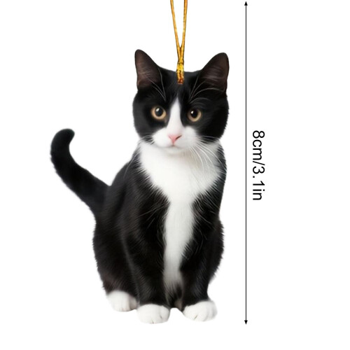 Black Cat Christmas Ornament Acrylic Screaming Kitten 2