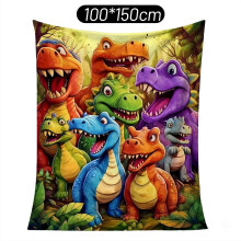 39.4 x 59.1 inch Soft Funny Throw Blanket, Cute Dinosaurs Cozy Lightweight Flannel Blanket for Bed & Sofa