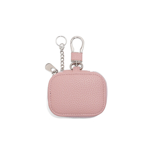 Compact Keyring Wallet For Wireless Earbuds Practical PU-Pink
