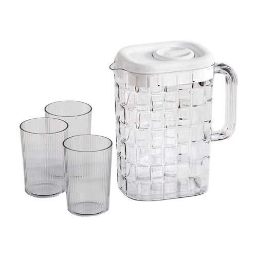 Light Luxury Cold Water Kettle 2L Cool White with 3 Cups 1