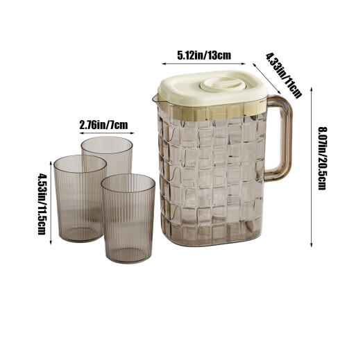 Light Luxury Cold Water Kettle 2L Cool White with 3 Cups 2