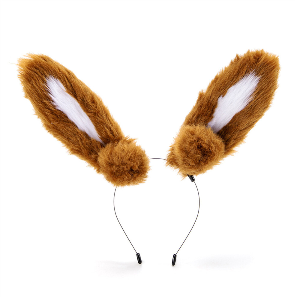 High Quality Plush Faux Furry Cosplay Ears Adjustable-khaki