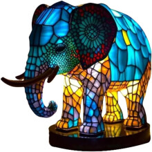 Lampe de table éléphant en résine, veilleuse décorative 3D pour chambre, salon et bureau