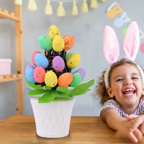 Easter Egg Mini Tree Ornaments Easter Eggs PotPlants Table Centerpieces Spring Easter Decorations for Spring Bedroom Classrooms Party Supplies 2
