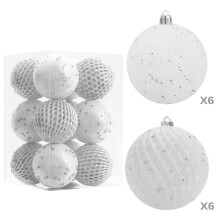 Christmas Balls Shatterproof 3.14 Inch White 12 Pcs