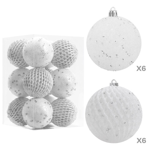 Christmas Balls Shatterproof 3.14 Inch White 12 Pcs