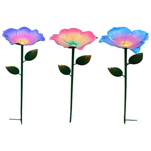 2Pcs Elegant Wrought Iron Flower Shape Garden Stake-dark blue 1