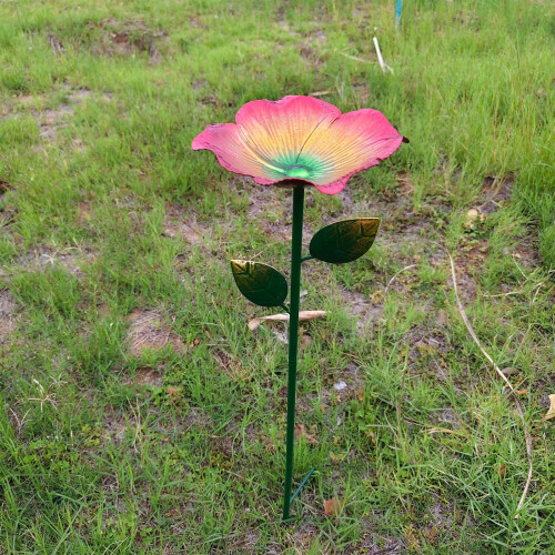 2Pcs Elegant Wrought Iron Flower Shape Garden Stake-dark blue 2