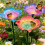 2Pcs Elegant Wrought Iron Flower Shape Garden Stake-dark blue 6