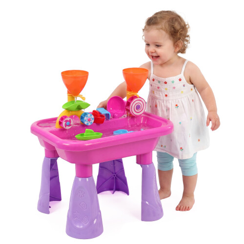 (Pink) The Magic Toy Shop Sand and Water Table Garden Sandpit Play Set Fun Activity Sand Toy Kids