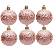 6PCS Vintage Shatterproof Snowflake Ornaments, 2.36" Rose Gold Plastic Balls for Tree, Home, Wedding & Party Decor