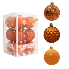 12PCS 2.36" Orange Christmas Ball Ornaments, Plastic Holiday Decor for Indoor/Outdoor, Wedding & Party – Compatible with Standard Tree Hooks