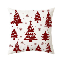 Housses de coussin de Noël 45 x 45 cm, motif sapin rouge et blanc et flocons de neige