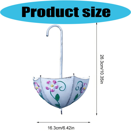 Decorative Iron Hanging Planter Unique Umbrella Shape Flower 2