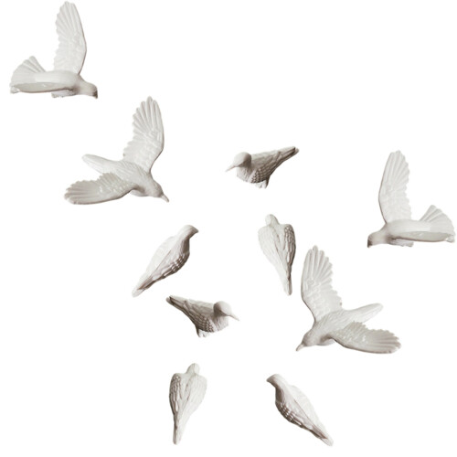 Mini colombes blanches pour l'artisanat, Figurine d'oiseaux-L