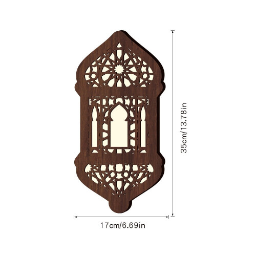 Brown Ramadan Decor Wooden Moon Star Lantern Eid Wall Art 2