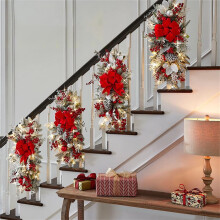 Artificial Christmas Wreath with Red Berries, Pine Cones & Bow – Holiday Door Decoration