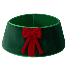 Velvet Tree Skirt with Decorative Bow Classic Holiday Decoration for Christmas Tree Base Home Seasonal Display