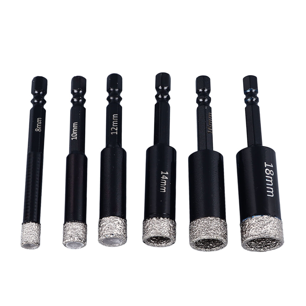 Dry Diamond Tile Drill Bits 6pcs Hex Shank