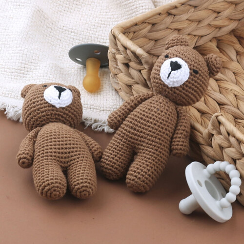 Urso de crochê feito à mão em algodão para bebês, super macio. 1