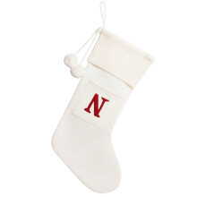 16.5 Inches Christmas Stockings with Initials, Embroidered Letter Knit Christmas Stocking for Family Holiday Decorations and Xmas Gift(N)